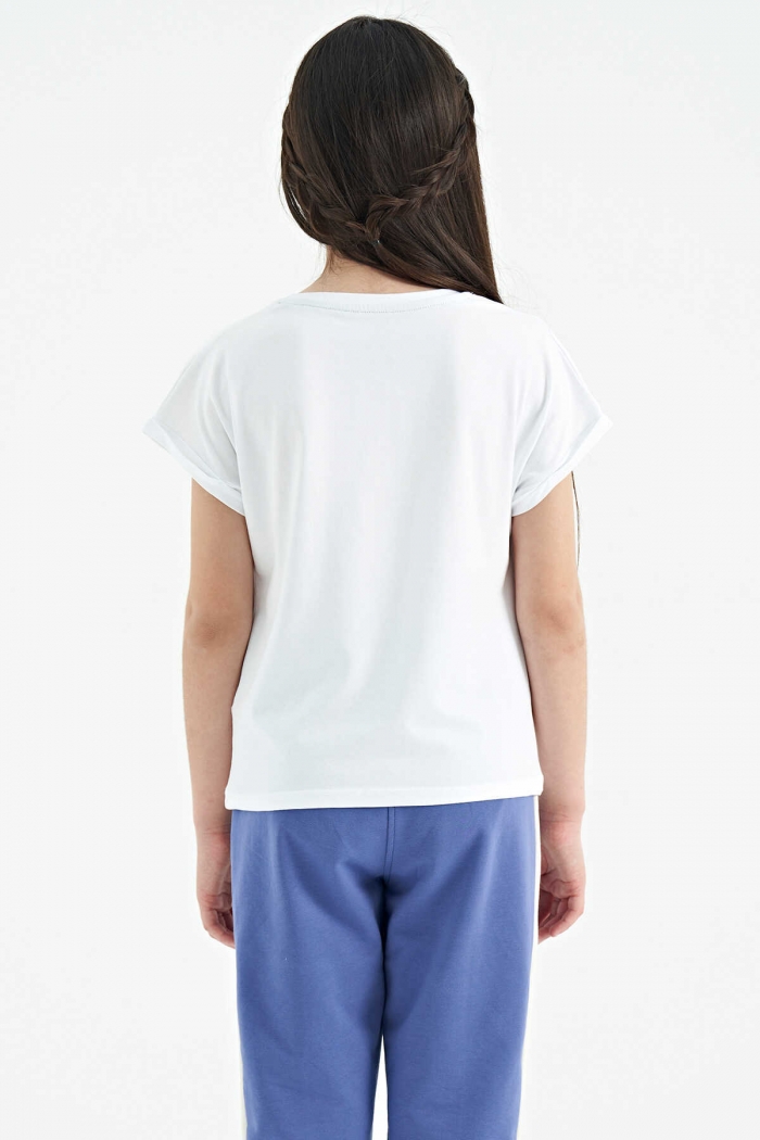   :21585 PRINTING BLOUSE WHITE & NAVYBLUE