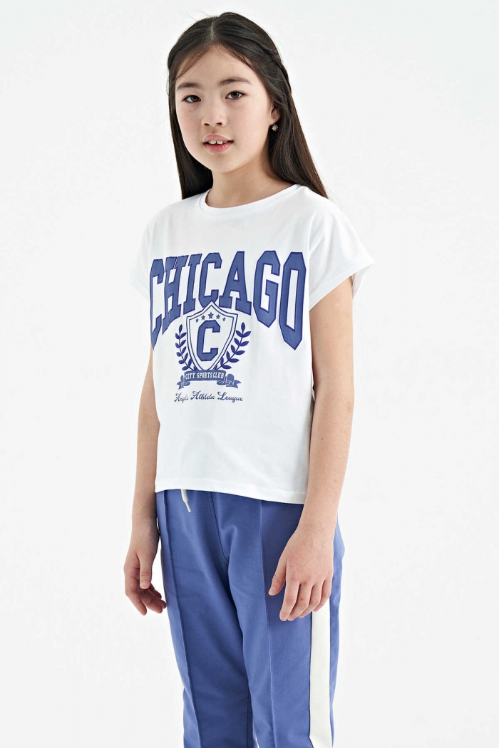   :21585 PRINTING BLOUSE WHITE & NAVYBLUE