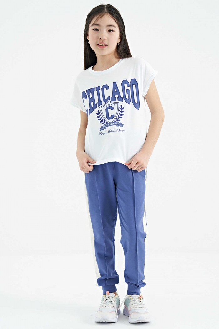   :21585 PRINTING BLOUSE WHITE & NAVYBLUE