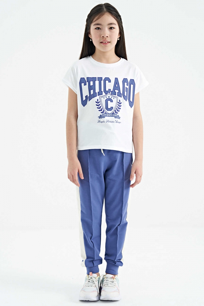   :21585 PRINTING BLOUSE WHITE & NAVYBLUE