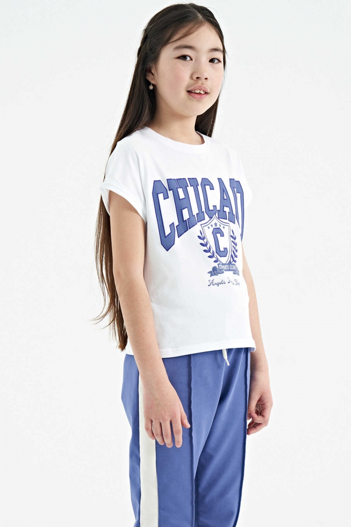   :21585 PRINTING BLOUSE WHITE & NAVYBLUE