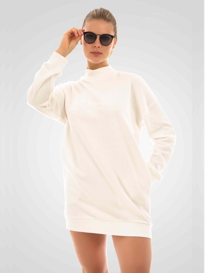   :J7613 WOMEN SWEAT DRESS OFFWHITE